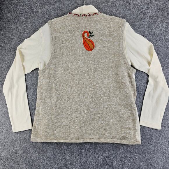 Vintage Bobbie Brooks Fall Sweater Vest Set Scarecrows Gourds Women L Grannycore - Picture 3 of 16